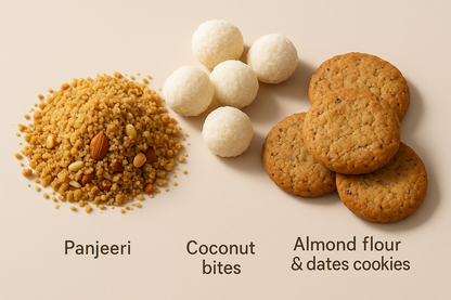 Golden Glow Git Box- Panjeeri, Coconut Ladoo, Almond Flour & Dates Cookies